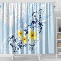 FSM Chuuk Constitution Day Shower Curtain Polynesian Curves Plumeria - Polynesian Pride
