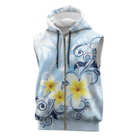 FSM Chuuk Constitution Day Sleeveless Zip Hoodie Polynesian Curves Plumeria LT05 Blue - Polynesian Pride