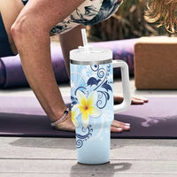 FSM Chuuk Constitution Day Tumbler With Handle Polynesian Curves Plumeria - Polynesian Pride