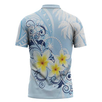FSM Chuuk Constitution Day Zipper Polo Shirt Polynesian Curves Plumeria LT05 - Polynesian Pride
