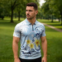 FSM Chuuk Constitution Day Zipper Polo Shirt Polynesian Curves Plumeria LT05 - Polynesian Pride