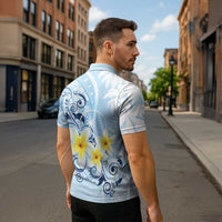 FSM Chuuk Constitution Day Zipper Polo Shirt Polynesian Curves Plumeria LT05 - Polynesian Pride