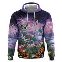 Happy Hulaween Hoodie Mahaloween Skeleton Dancing LT05 Pullover Hoodie Purple - Polynesian Pride