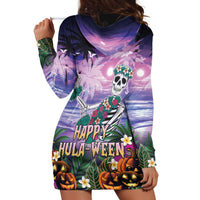 Happy Hulaween Hoodie Dress Mahaloween Skeleton Dancing LT05 - Polynesian Pride