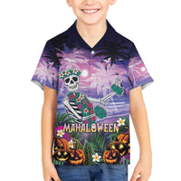 Happy Hulaween Kid Hawaiian Shirt Mahaloween Skeleton Dancing