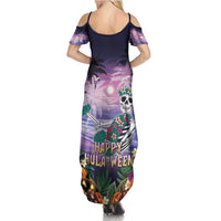 Happy Hulaween Summer Maxi Dress Mahaloween Skeleton Dancing LT05 - Polynesian Pride