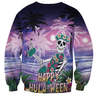 Happy Hulaween Sweatshirt Mahaloween Skeleton Dancing LT05 - Polynesian Pride