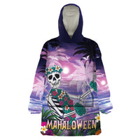 Happy Hulaween Wearable Blanket Hoodie Mahaloween Skeleton Dancing LT05 One Size Purple - Polynesian Pride
