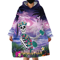 Happy Hulaween Wearable Blanket Hoodie Mahaloween Skeleton Dancing LT05 - Polynesian Pride