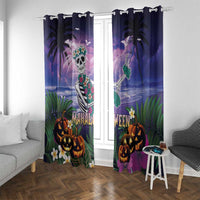 Happy Hulaween Window Curtain Mahaloween Skeleton Dancing LT05 With Grommets Purple - Polynesian Pride