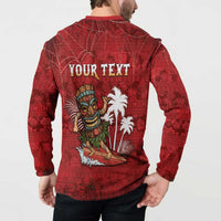 Personalised Aloha Halloween Button Sweatshirt Skeleton Surfing LT05 - Polynesian Pride
