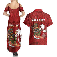 Personalised Aloha Halloween Couples Matching Summer Maxi Dress and Hawaiian Shirt Skeleton Surfing LT05 - Polynesian Pride