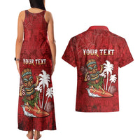 Personalised Aloha Halloween Couples Matching Tank Maxi Dress and Hawaiian Shirt Skeleton Surfing LT05 - Polynesian Pride