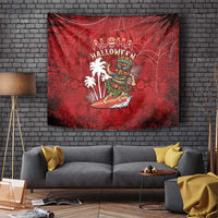 Aloha Halloween Tapestry Skeleton Surfing