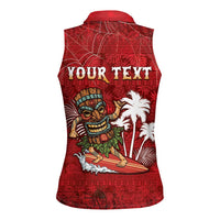 Personalised Aloha Halloween Women Sleeveless Polo Shirt Skeleton Surfing