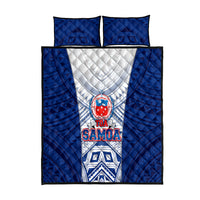Samoa Rugby Quilt Bed Set 2023 Pacific Championships Polynesian Pattern LT05 Blue - Polynesian Pride