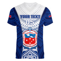 Custom Samoa Rugby Women V Neck T Shirt 2023 Pacific Championships Polynesian Pattern LT05 - Polynesian Pride