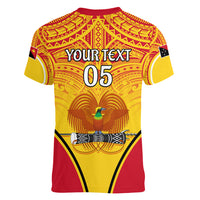 Custom Papua New Guinea Rugby Women V Neck T Shirt 2023 Pacific Championships The Kumuls LT05 - Polynesian Pride