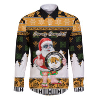 Custom Hawaii James Campbell High School Christmas Family Matching Tank Maxi Dress and Hawaiian Shirt Tropical Santa Claus LT05 Dad's Shirt - Long Sleeve Black - Polynesian Pride