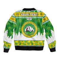 Custom Hawaii Kaimuki High School Christmas Bomber Jacket Tropical Santa Claus LT05 - Polynesian Pride