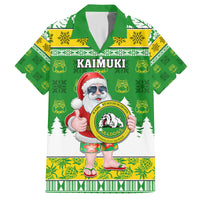 Custom Hawaii Kaimuki High School Christmas Family Matching Puletasi Dress and Hawaiian Shirt Tropical Santa Claus LT05 Dad's Shirt - Short Sleeve Green - Polynesian Pride