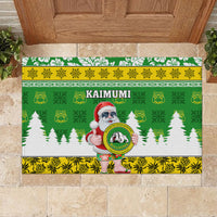 Custom Hawaii Kaimuki High School Christmas Rubber Doormat Tropical Santa Claus LT05 - Polynesian Pride