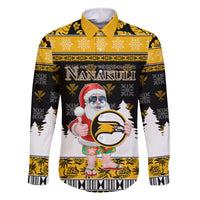 Custom Hawaii Nanakuli High and Intermediate School Christmas Family Matching Mermaid Dress and Hawaiian Shirt Tropical Santa Claus LT05 Dad's Shirt - Long Sleeve Yellow - Polynesian Pride