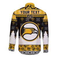 Custom Hawaii Nanakuli High and Intermediate School Christmas Long Sleeve Button Shirt Tropical Santa Claus LT05 - Polynesian Pride