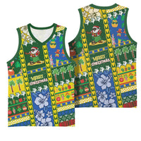 Solomon Islands Christmas Basketball Jersey Festive Beach Vibes - Polynesian Pride