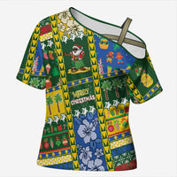Solomon Islands Christmas Cross Shoulder Shirt Festive Beach Vibes LT05 Female Green - Polynesian Pride