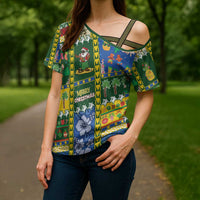 Solomon Islands Christmas Cross Shoulder Shirt Festive Beach Vibes LT05 - Polynesian Pride