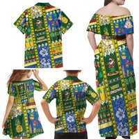 Solomon Islands Christmas Family Matching Off Shoulder Maxi Dress and Hawaiian Shirt Festive Beach Vibes - Polynesian Pride