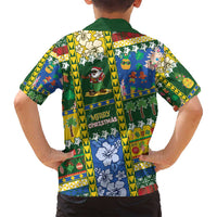 Solomon Islands Christmas Family Matching Off Shoulder Short Dress and Hawaiian Shirt Festive Beach Vibes - Polynesian Pride