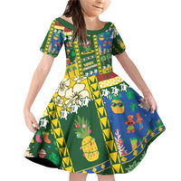 Solomon Islands Christmas Family Matching Off Shoulder Short Dress and Hawaiian Shirt Festive Beach Vibes - Polynesian Pride
