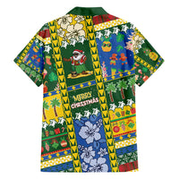 Solomon Islands Christmas Family Matching Off Shoulder Short Dress and Hawaiian Shirt Festive Beach Vibes - Polynesian Pride