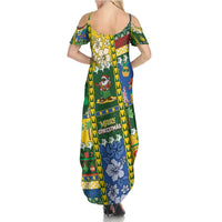 Solomon Islands Christmas Family Matching Summer Maxi Dress and Hawaiian Shirt Festive Beach Vibes - Polynesian Pride
