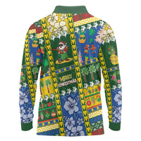 Solomon Islands Christmas Long Sleeve Polo Shirt Festive Beach Vibes - Polynesian Pride