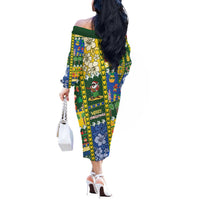 Solomon Islands Christmas Off The Shoulder Long Sleeve Dress Festive Beach Vibes - Polynesian Pride