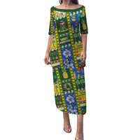 Solomon Islands Christmas Puletasi Festive Beach Vibes LT05 Long Dress Green - Polynesian Pride