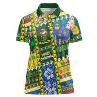 Solomon Islands Christmas Women Polo Shirt Festive Beach Vibes LT05 Female Green - Polynesian Pride