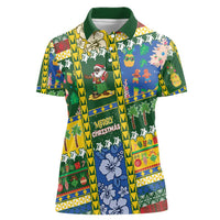 Solomon Islands Christmas Women Polo Shirt Festive Beach Vibes - Polynesian Pride