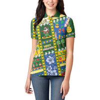 Solomon Islands Christmas Women Polo Shirt Festive Beach Vibes LT05 - Polynesian Pride