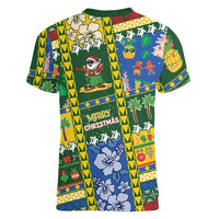 Solomon Islands Christmas Women V-Neck T-Shirt Festive Beach Vibes LT05 - Polynesian Pride