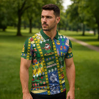 Solomon Islands Christmas Zipper Polo Shirt Festive Beach Vibes LT05 - Polynesian Pride