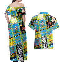 Tuvalu Christmas Couples Matching Off Shoulder Maxi Dress and Hawaiian Shirt Festive Beach Vibes LT05 - Polynesian Pride