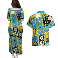 Tuvalu Christmas Couples Matching Puletasi and Hawaiian Shirt Festive Beach Vibes LT05 - Polynesian Pride