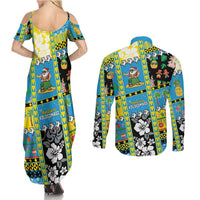 Tuvalu Christmas Couples Matching Summer Maxi Dress and Long Sleeve Button Shirt Festive Beach Vibes LT05 - Polynesian Pride