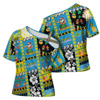 Tuvalu Christmas Cross Shoulder Shirt Festive Beach Vibes - Polynesian Pride