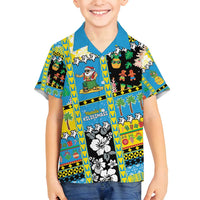 Tuvalu Christmas Family Matching Long Sleeve Bodycon Dress and Hawaiian Shirt Festive Beach Vibes - Polynesian Pride