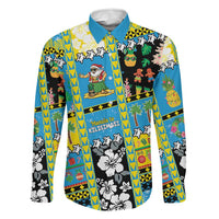 Tuvalu Christmas Family Matching Off Shoulder Maxi Dress and Hawaiian Shirt Festive Beach Vibes LT05 Dad's Shirt - Long Sleeve Blue - Polynesian Pride